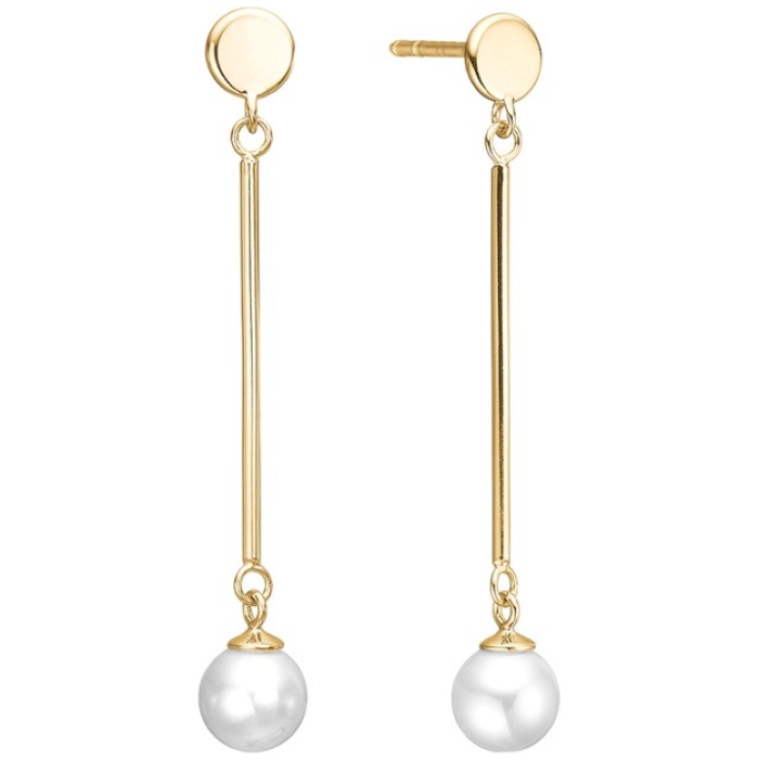 Øreringe - forgyldte Perle hængere