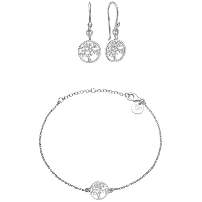 Livets Træ Armbånd + ørehængere (sølv)