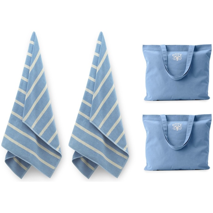 Havblåt Badelagen + mulepose - 2 stk.