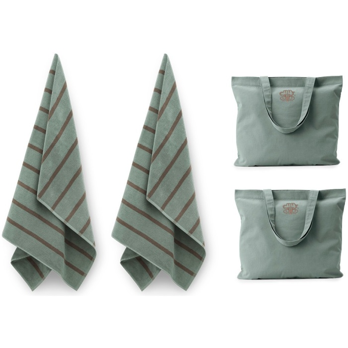 Støvet grønt Badelagen + mulepose - 2 stk.