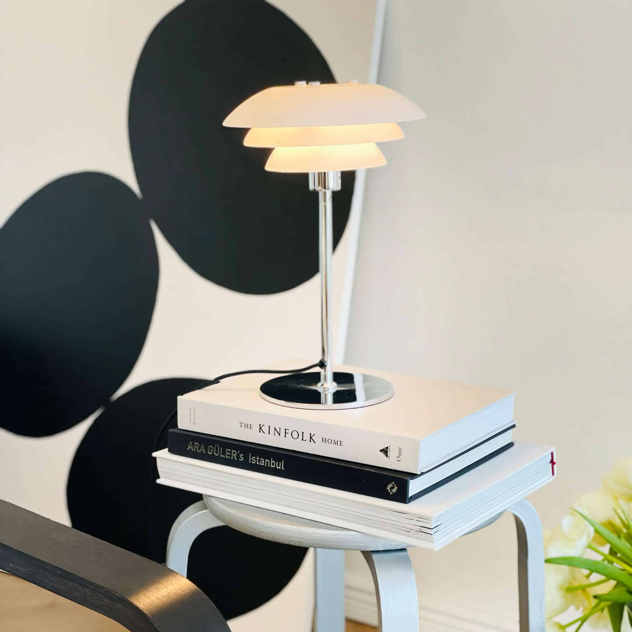 DL20 bordlampe – opal/krom